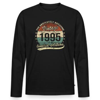 Awesome Since Vintage 1995 Retro Geburtstag Design - Männer Premium Bio Langarmshirt - Schwarz - Vorne - Nico (187cm)