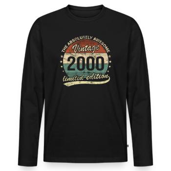 Awesome Since Vintage 2000 Retro Geburtstag Design - Männer Premium Bio Langarmshirt - Schwarz - Vorne - Nico (187cm)