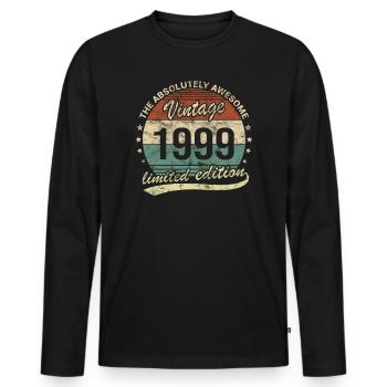 Awesome Since Vintage 1999 Retro Birthday Design - Men's Premium Organic Long Sleeve Shirt - black - Front - Nico (187cm)
