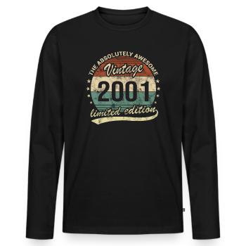 Awesome Since Vintage 2001 Retro Geburtstag Design - Männer Premium Bio Langarmshirt - Schwarz - Vorne - Nico (187cm)