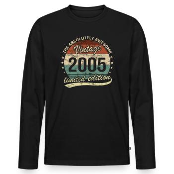 Awesome Since Vintage 2005 Retro Geburtstag Design - Männer Premium Bio Langarmshirt - Schwarz - Vorne - Nico (187cm)
