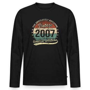 Génial depuis le design d’anniversaire rétro vintage 2007 - T-shirt manches longues Premium bio Homme - noir - Devant - Nico (187cm)