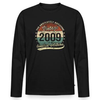 Awesome Since Vintage 2009 Retro Birthday Design - Men's Premium Organic Long Sleeve Shirt - black - Front - Nico (187cm)