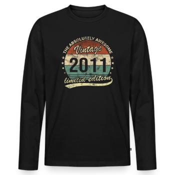 Génial depuis le design d’anniversaire rétro vintage 2011 - T-shirt manches longues Premium bio Homme - noir - Devant - Nico (187cm)