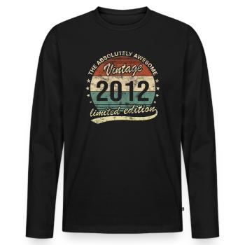 Awesome Since Vintage 2012 Retro Geburtstag Design - Männer Premium Bio Langarmshirt - Schwarz - Vorne - Nico (187cm)