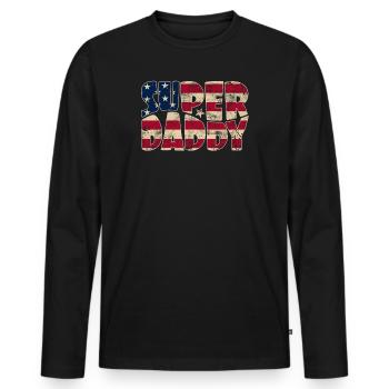 Super Daddy In Stars And Stripes für Papa - Männer Premium Bio Langarmshirt - Schwarz - Vorne - Nico (187cm)