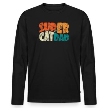 Super Cat Dad for the Best Cat Dad Ever Retro - Men's Premium Organic Long Sleeve Shirt - black - Front - Nico (187cm)