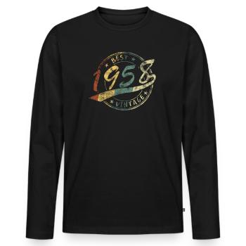 Best Vintage Jahrgang 1958 Retro Design - Männer Premium Bio Langarmshirt - Schwarz - Vorne - Nico (187cm)