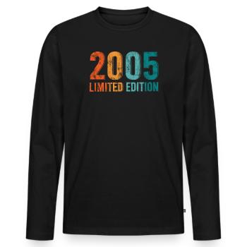 Limited Edition Vintage 2005 Retro Design - Men's Premium Organic Long Sleeve Shirt - black - Front - Nico (187cm)