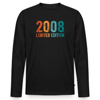Limited Edition Vintage 2008 Retro Design - Men's Premium Organic Long Sleeve Shirt - black - Front - Nico (187cm)