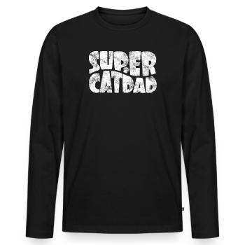 Super Cat Dad for Best Cat Dad Ever Retro - Men's Premium Organic Long Sleeve Shirt - black - Front - Nico (187cm)