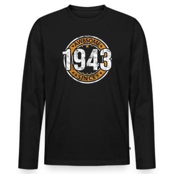 Génial depuis 1943 Retro Vintage Birthday - T-shirt manches longues Premium bio Homme - noir - Devant - Nico (187cm)
