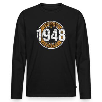 Awesome Since 1948 Retro Vintage Birthday - Men's Premium Organic Long Sleeve Shirt - black - Front - Nico (187cm)