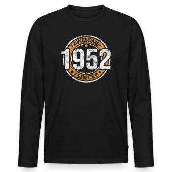 Génial depuis 1952 Retro Vintage Birthday - T-shirt manches longues Premium bio Homme - noir - Devant - Nico (187cm)