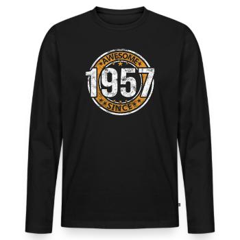 Génial depuis 1957 Retro Vintage Anniversaire - T-shirt manches longues Premium bio Homme - noir - Devant - Nico (187cm)