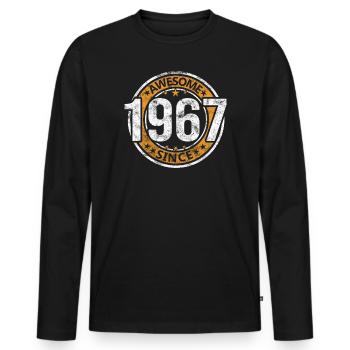 Awesome Since 1967 Retro Vintage Birthday - Men's Premium Organic Long Sleeve Shirt - black - Front - Nico (187cm)
