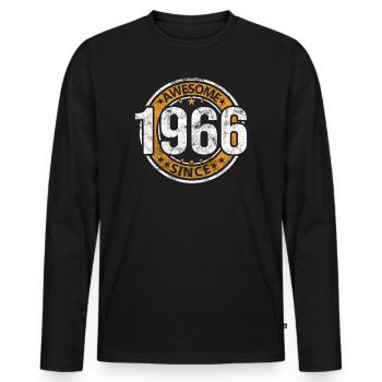 Awesome Since 1966 Retro Vintage Birthday - Men's Premium Organic Long Sleeve Shirt - black - Front - Nico (187cm)