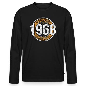 Génial depuis 1968 Retro Vintage Birthday - T-shirt manches longues Premium bio Homme - noir - Devant - Nico (187cm)