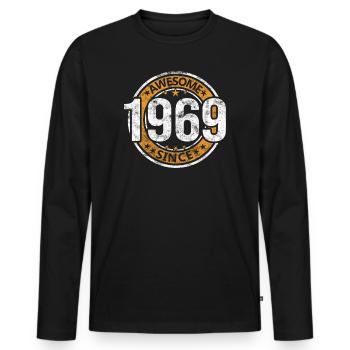 Génial depuis 1969 Retro Vintage Birthday - T-shirt manches longues Premium bio Homme - noir - Devant - Nico (187cm)
