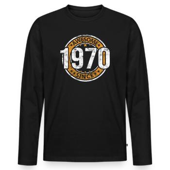 Awesome Since 1970 Retro Vintage Geburtstag - Männer Premium Bio Langarmshirt - Schwarz - Vorne - Nico (187cm)