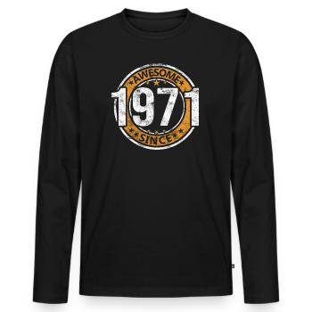 Awesome Since 1971 Retro Vintage Birthday - Men's Premium Organic Long Sleeve Shirt - black - Front - Nico (187cm)