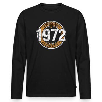 Awesome Since 1972 Retro Vintage Birthday - Men's Premium Organic Long Sleeve Shirt - black - Front - Nico (187cm)