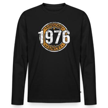 Awesome Since 1976 Retro Vintage Geburtstag - Männer Premium Bio Langarmshirt - Schwarz - Vorne - Nico (187cm)