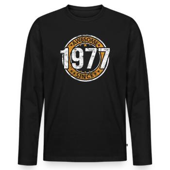 Awesome Since 1977 Retro Vintage Birthday - Men's Premium Organic Long Sleeve Shirt - black - Front - Nico (187cm)