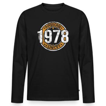 Awesome Since 1978 Retro Vintage Birthday - Men's Premium Organic Long Sleeve Shirt - black - Front - Nico (187cm)