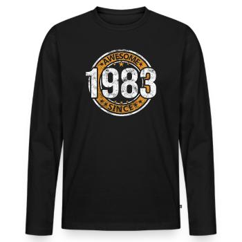 Awesome Since 1983 Retro Vintage Geburtstag - Männer Premium Bio Langarmshirt - Schwarz - Vorne - Nico (187cm)