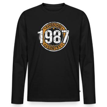 Génial depuis 1987 Retro Vintage Birthday - T-shirt manches longues Premium bio Homme - noir - Devant - Nico (187cm)