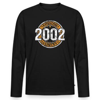 Génial depuis 2002 Retro Vintage Birthday - T-shirt manches longues Premium bio Homme - noir - Devant - Nico (187cm)