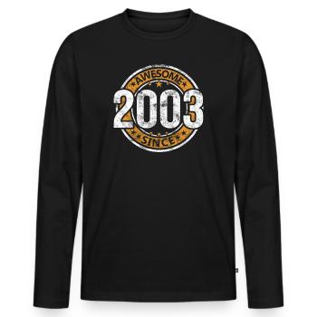 Génial depuis 2003 Retro Vintage Birthday - T-shirt manches longues Premium bio Homme - noir - Devant - Nico (187cm)