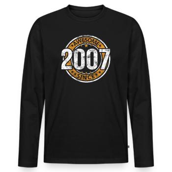 Génial depuis 2007 Retro Vintage Birthday - T-shirt manches longues Premium bio Homme - noir - Devant - Nico (187cm)