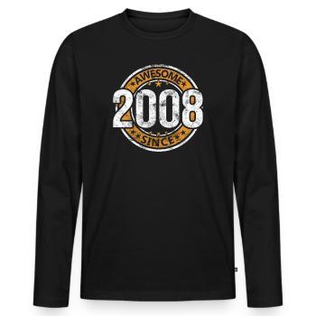 Awesome Since 2008 Retro Vintage Birthday - Men's Premium Organic Long Sleeve Shirt - black - Front - Nico (187cm)