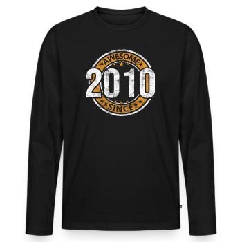 Awesome Since 2010 Retro Vintage Geburtstag - Männer Premium Bio Langarmshirt - Schwarz - Vorne - Nico (187cm)