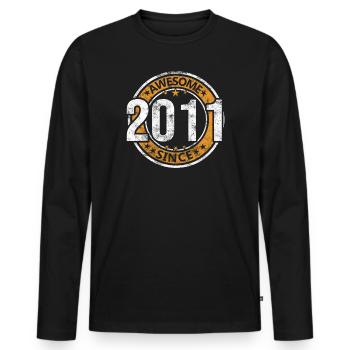 Génial depuis 2011 Retro Vintage Birthday - T-shirt manches longues Premium bio Homme - noir - Devant - Nico (187cm)