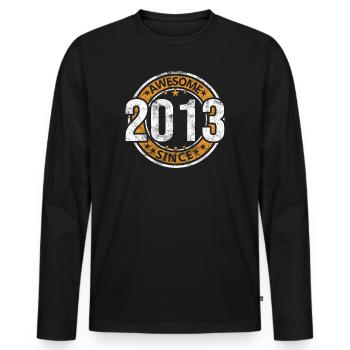 Awesome Since 2013 Retro Vintage Birthday - Men's Premium Organic Long Sleeve Shirt - black - Front - Nico (187cm)