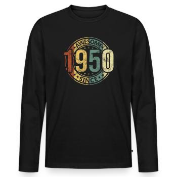 Génial depuis 1950 Retro Vintage Birthday - T-shirt manches longues Premium bio Homme - noir - Devant - Nico (187cm)