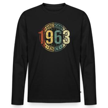 Awesome Since 1963 Retro Vintage Geburtstag - Männer Premium Bio Langarmshirt - Schwarz - Vorne - Nico (187cm)