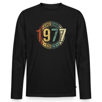Awesome Since 1977 Retro Vintage Birthday - Men's Premium Organic Long Sleeve Shirt - black - Front - Nico (187cm)