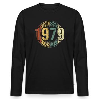 Awesome Since 1979 Retro Vintage Birthday - Men's Premium Organic Long Sleeve Shirt - black - Front - Nico (187cm)