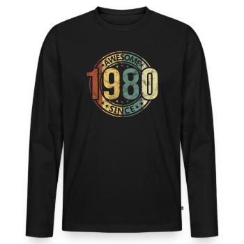 Génial depuis 1980 Retro Vintage Birthday - T-shirt manches longues Premium bio Homme - noir - Devant - Nico (187cm)