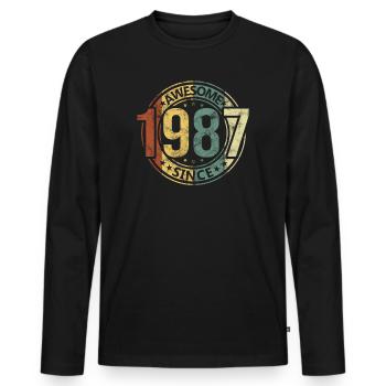 Génial depuis 1987 Retro Vintage Birthday - T-shirt manches longues Premium bio Homme - noir - Devant - Nico (187cm)