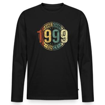 Awesome Since 1999 Retro Vintage Geburtstag - Männer Premium Bio Langarmshirt - Schwarz - Vorne - Nico (187cm)