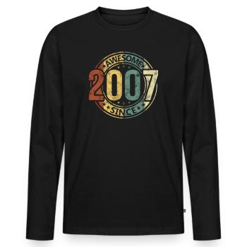 Génial depuis 2007 Retro Vintage Birthday - T-shirt manches longues Premium bio Homme - noir - Devant - Nico (187cm)