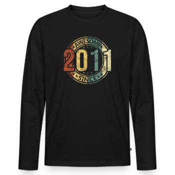 Génial depuis 2011 Retro Vintage Birthday - T-shirt manches longues Premium bio Homme - noir - Devant - Nico (187cm)