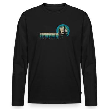 Vintage Bäume In Der Natur Wald Für Wanderer - Männer Premium Bio Langarmshirt - Schwarz - Vorne - Nico (187cm)
