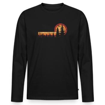 Vintage Bäume In Der Natur Wald Bei Sonnenaufgang - Männer Premium Bio Langarmshirt - Schwarz - Vorne - Nico (187cm)