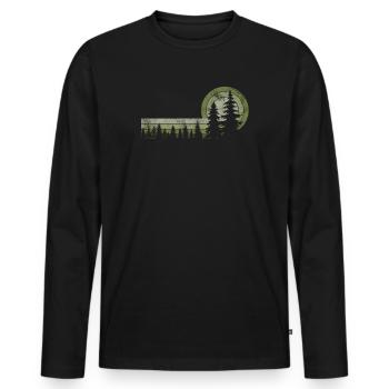 Vintage Bäume In Der Natur Outdoor Wildnis Wandern - Männer Premium Bio Langarmshirt - Schwarz - Vorne - Nico (187cm)